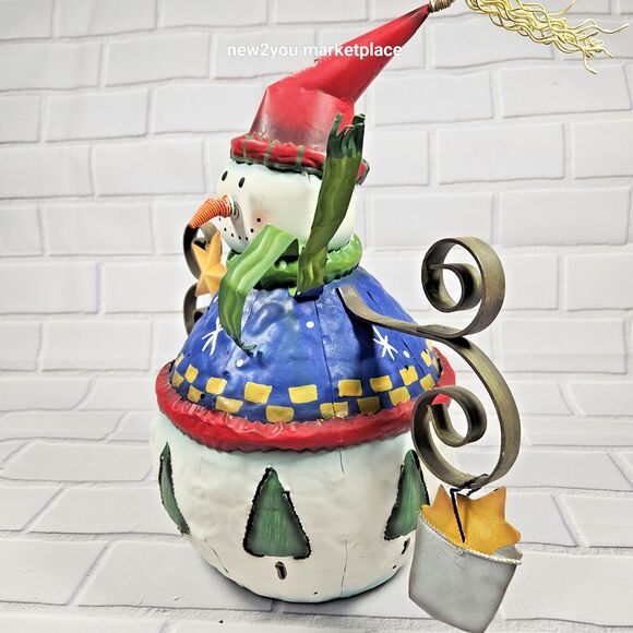 Whimsical Metal Snowman Candle Lantern Holder Holiday Christmas Decor 13” Tall - Picture 5 of 16